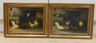 Wilhelm Albertus Lammers (1857-1913), pair of oils on wooden panels, Studies of poultry,