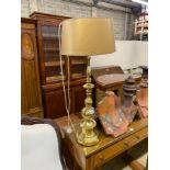 A tall brass table lamp, height 66cm excludes fixings