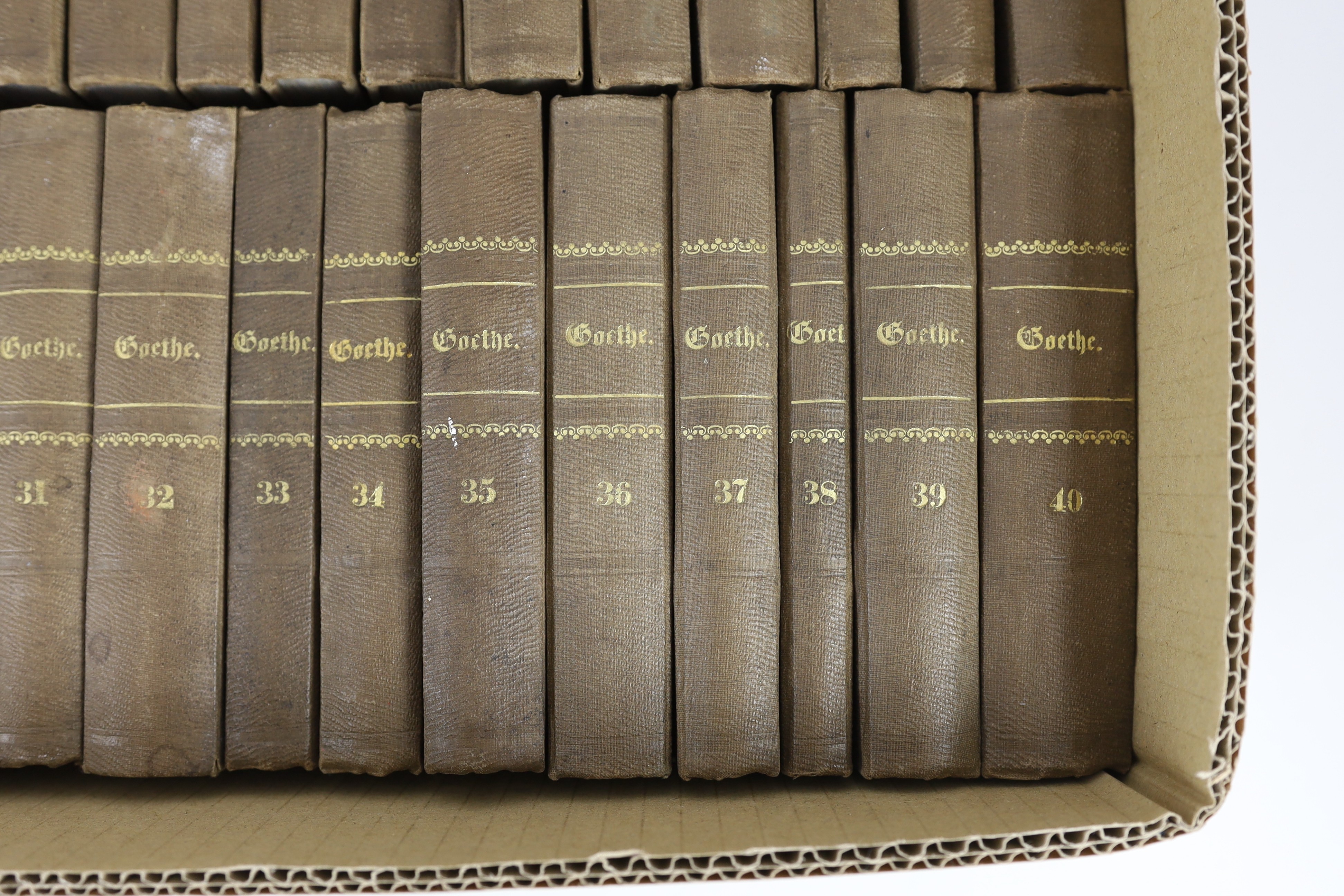 ° ° Goethe, Johanna Wolfgang - The Works in German, 35 vols (of 40), 12mo, half cloth, gilt embossed - Image 7 of 7