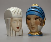 Two Robj Art Deco figural bonbonnieres, 19cm