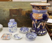 An 18th century Imari dish, a ginger jar and cover, assorted Chinese blue and white dishes and