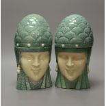 A pair of Robj Art Deco figural bonbonnieres, 21cm