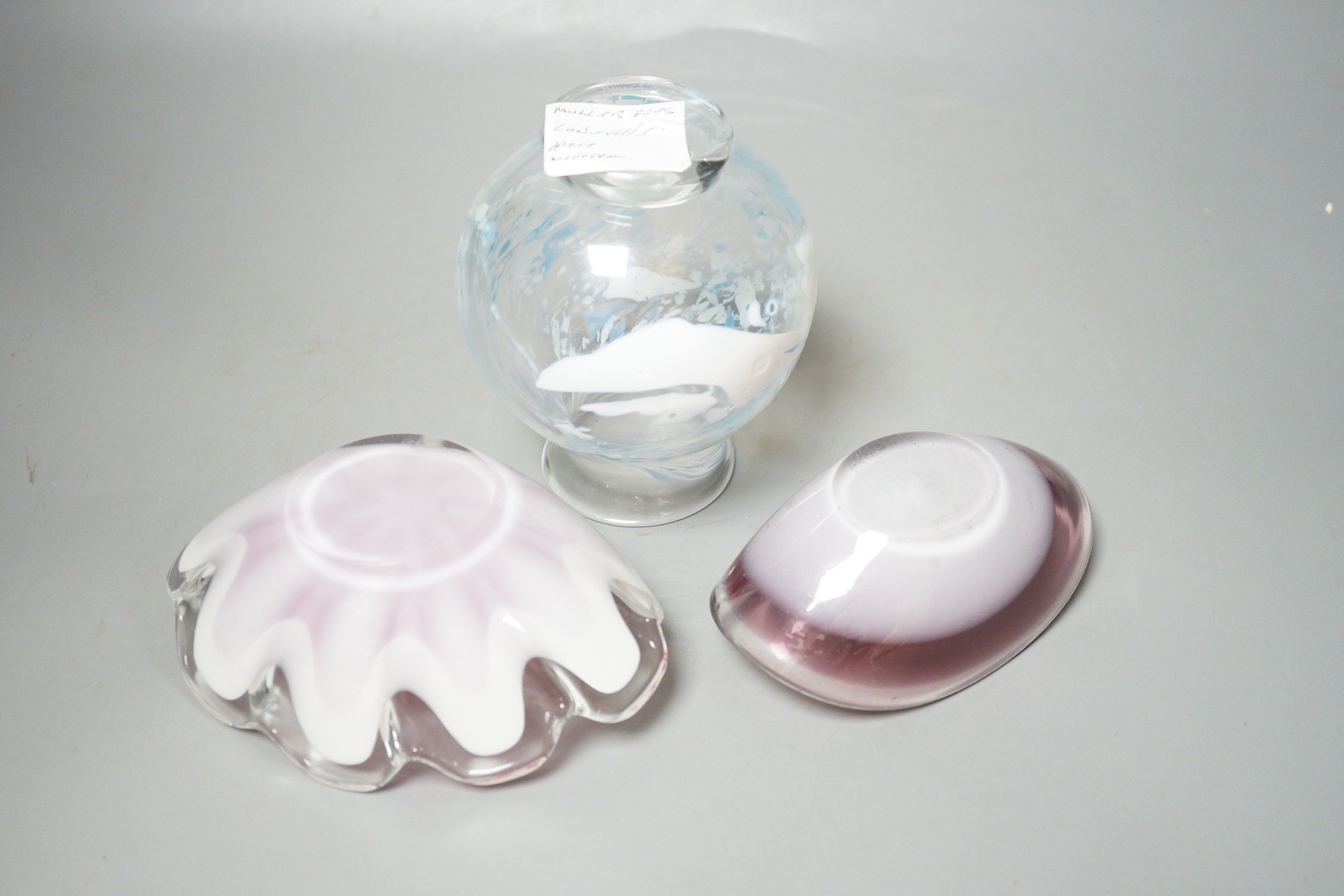 A Muller Freres studio glass vase and two Flygfoys (glass dishes) (3), tallest 13cm - Image 5 of 5
