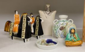 A group of Rorstrand ceramics including a pair of Timo Sarvimäki cossack groups, tallest 24cm