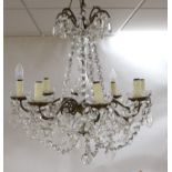 An eight branch lustre drop chandelier, 69cm drop excluding chain