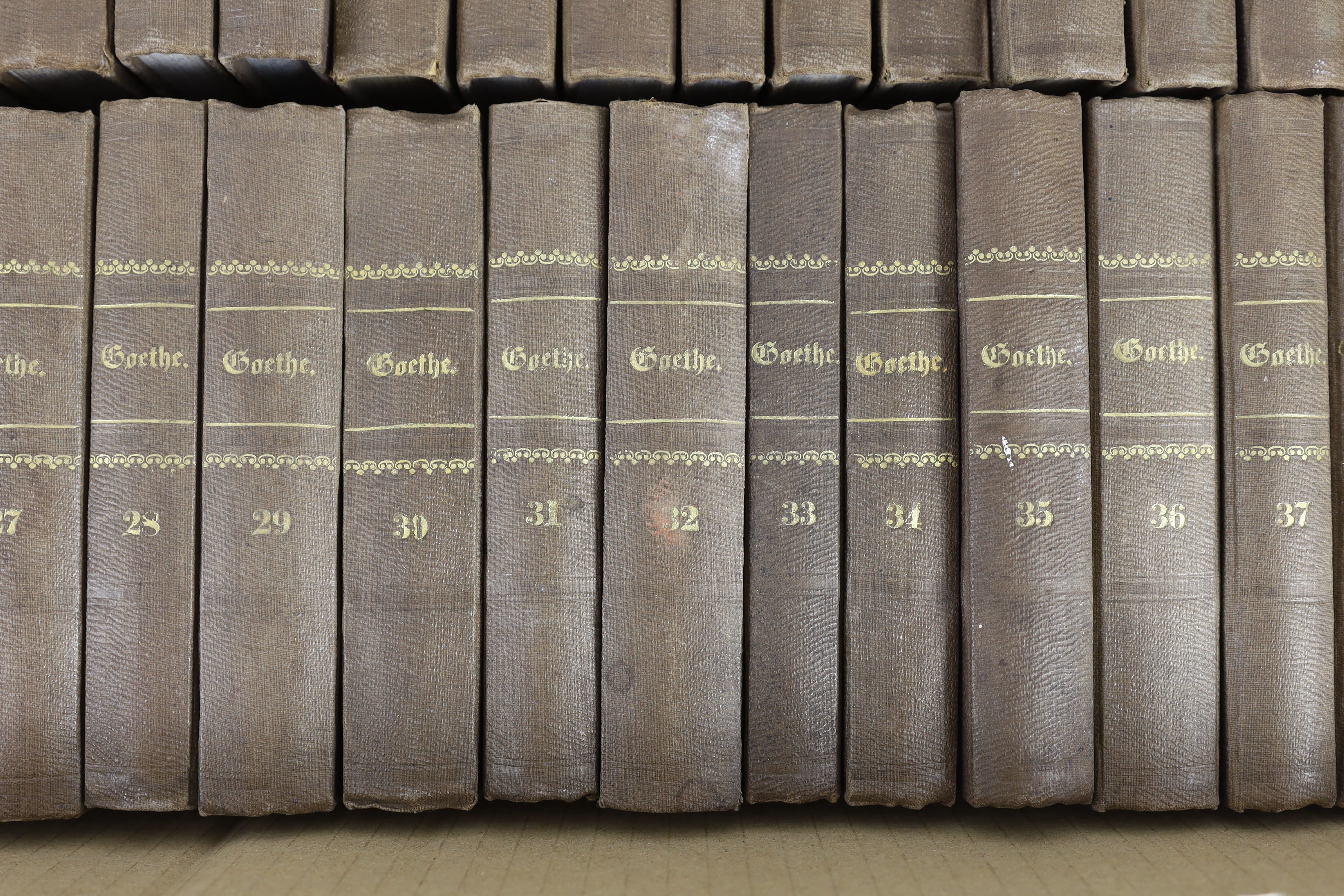 ° ° Goethe, Johanna Wolfgang - The Works in German, 35 vols (of 40), 12mo, half cloth, gilt embossed - Image 6 of 7