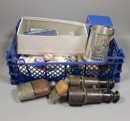 Rifle related collectables, to include spoons, circular box, car badge, rifle, clay pipe etc