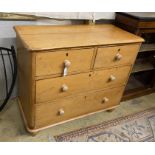 A small Victorian pine chest of drawers, width 96cm, depth 45cm, height 84cm