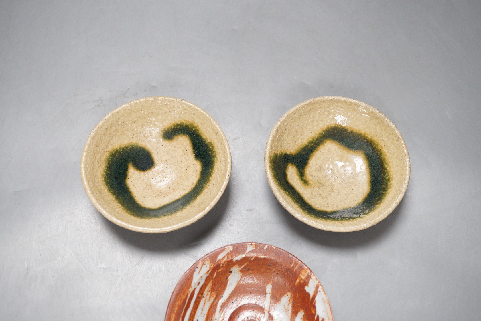 Aki Moriuchi (born 1947) three stoneware footed dishes, largest 11.5cm diameter - Image 2 of 5