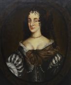 17th century English School, oil on canvas, Portrait of a lady thought to be Henrietta Maria, 78 x