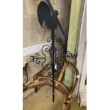 A wrought iron cockerel weather vane, height 182cm