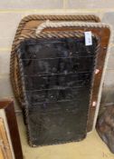 Six rope mounted nautical style display boards, largest width 87cm, height 61cm