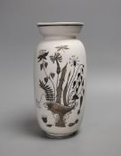 A Gustavsberg Stig Lindberg 215 shape Grazia vase decorated with flowers and inscribed 'Ingrid
