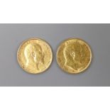 Two Edward VII gold half sovereigns, 1907 & 1910.