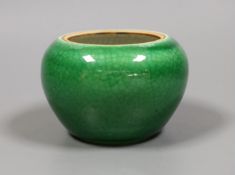 A Chinese green crackle glaze brush washer, 8cm tall