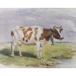 Charles Landseer (1799-1879), watercolour, Study of a cow, signed in pencil, 19 x 25cm