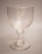 Golfing interest - a Victorian wheel engraved glass goblet, depicting two golfers, height 23cm