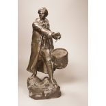 Alfred Frank Hardiman (1891-1949) bronze of a drummer, signed, 39.5 cm high