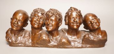 Vincenzo Aurisicchio, (Napoli 1855-1926) a bronze bust group of five smiling children, signed to