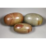 Three large polished jasper ovoid stones