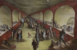 Edward Ardizzone, lithograph published by The National Gallery, 'Shelter scene', 76 x 101.5cm,