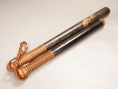 Two Victorian painted truncheons, one ‘Sergt. 21 E.S.C’, the other painted with St. George’s