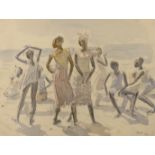 English School, pencil and watercolour, 'West African beach dancers', inscribed and dated '42, 25