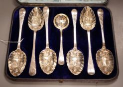 A cased set of Mappin & Webb plated berry spoons