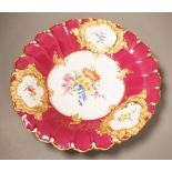 A 20th century Meissen floral and gilt dish, 30cm