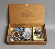 A quantity of Victorian and later jewellery including a garnet brooch, lava pendant, micro