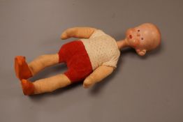 A rare Deans Rag book Henry doll, in original condition, c.1930, some slight staining to the face,