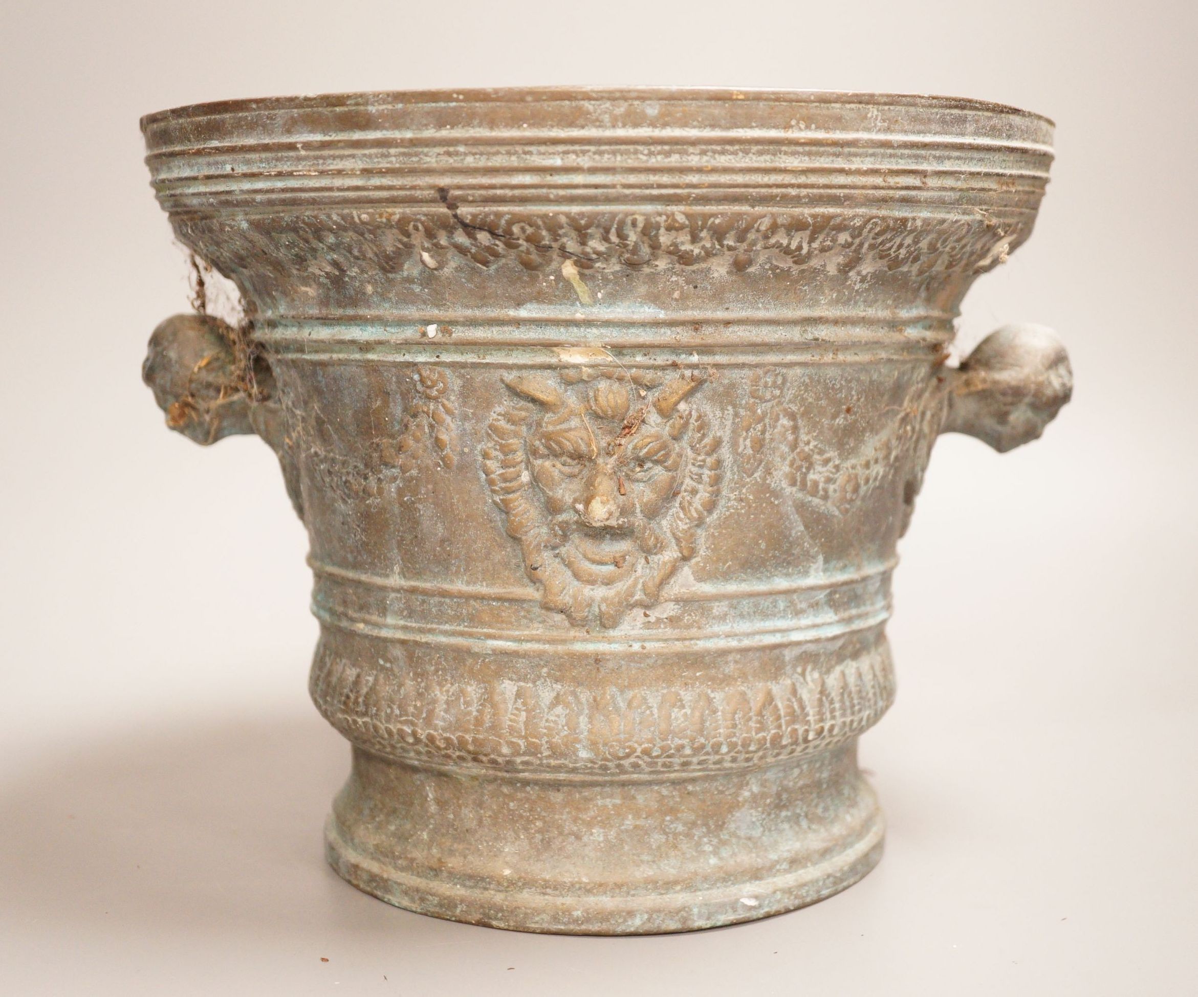A bronze mortar, dated 1630, 21cm - Image 3 of 3
