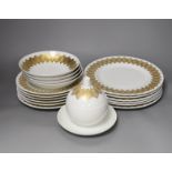 A Rosenthal Studio Line white and gold lotus pattern part dinner service