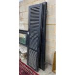 Two pairs of painted louvre shutters, each panel width 52cm, height 200cm