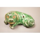 A small Chinese or Japanese green glazed dog waterdropper, 8.5cm wide