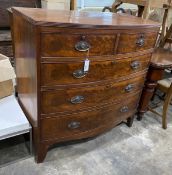 A Regency mahogany bow front chest, width 105cm, depth 53cm, height 108cm