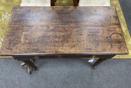 An 18th century Provincial oak side table, width 91cm, depth 45cm, height 72cm