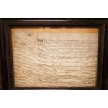 A framed Press Gang exemption for Adam Waterhouse of HMS Foudroyant, dated 1763