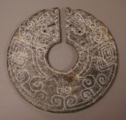 A Chinese stone huang disc