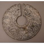 A Chinese stone huang disc