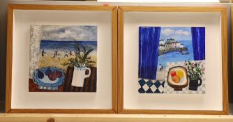 Brenda King (1934-2011), two oils on panel, 'Beach Game' and 'Dolly Pentreath', signed and dated '