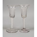 A pair of soda glass Jacobite style wine glasses, 15cm