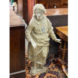 A 19th century carved painted wood figure of an apostle, height 114cm