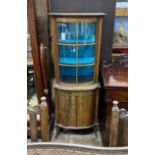 An Edwardian mahogany bow front display cabinet, width 60cm, depth 38cm, height 164cm