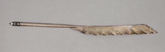 A William IV silver quill pen, with steel nib, London 1837, 21.5cm,