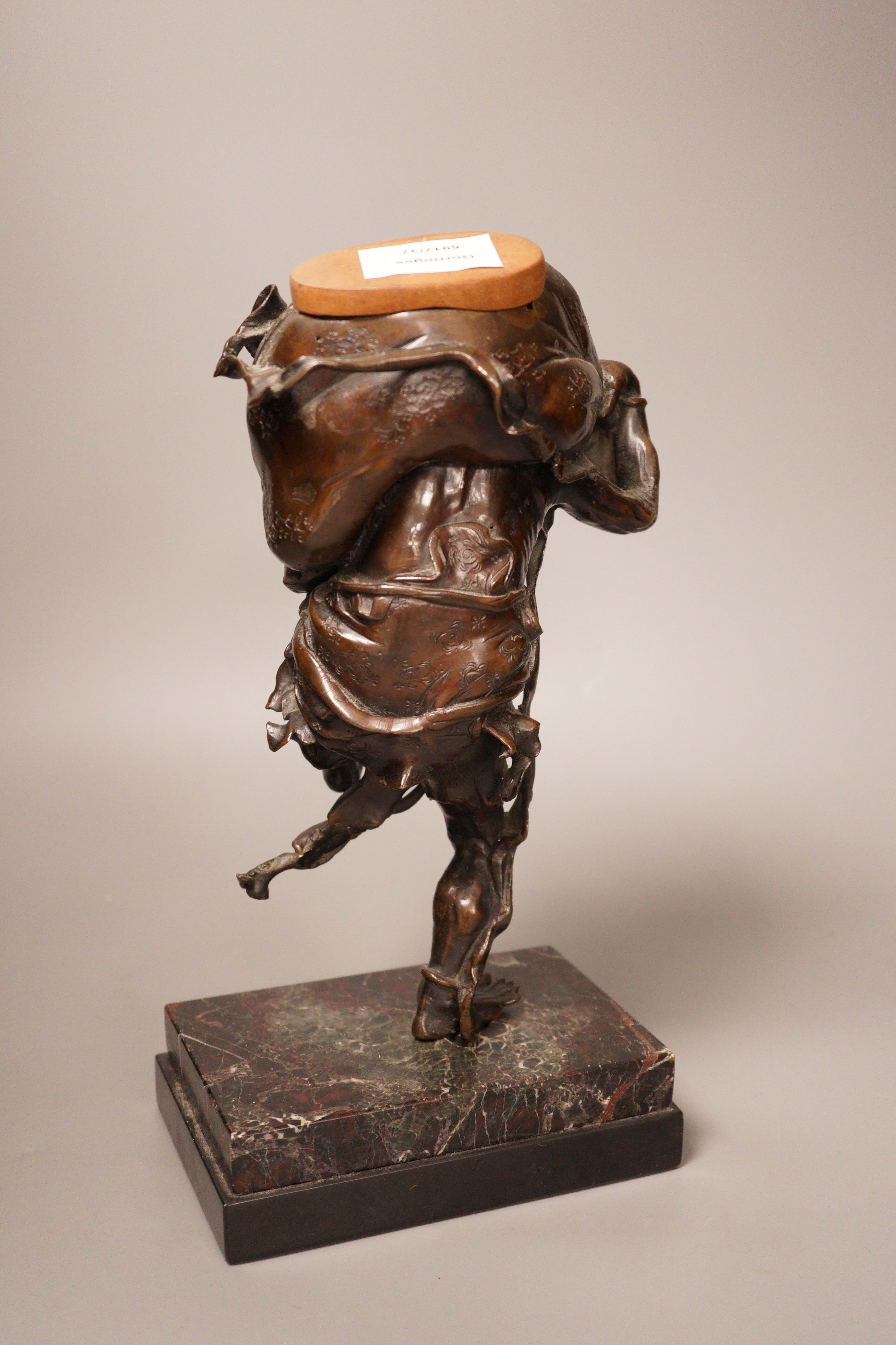 A Meiji period Japanese bronze figural censer, study of a demon, 31cm - Image 3 of 4