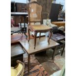 An early 20th century rectangular oak parquetry side table, width 92cm, depth 57cm, height 71cm