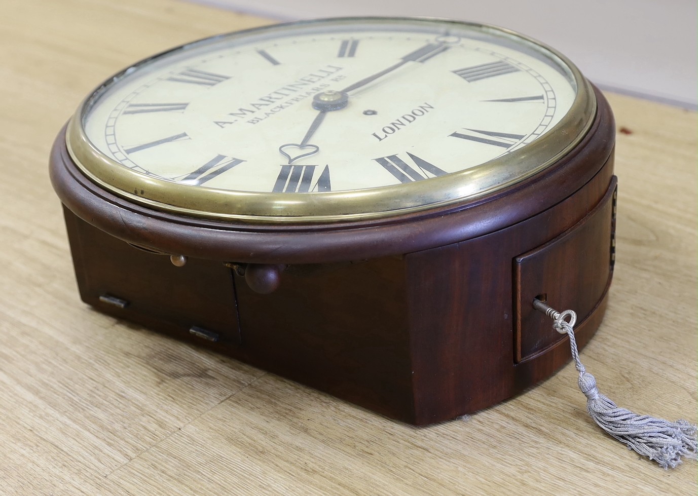 A 19th-century mahogany wall timepiece signed Martinelli, Blackfriars - Image 2 of 2