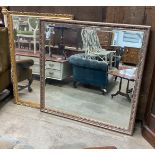 Two reproduction Victorian style rectangular gilt frame mirrors, larger width 127cm, height 128cm