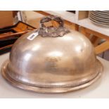 A Victorian plated meat dish cover and stand